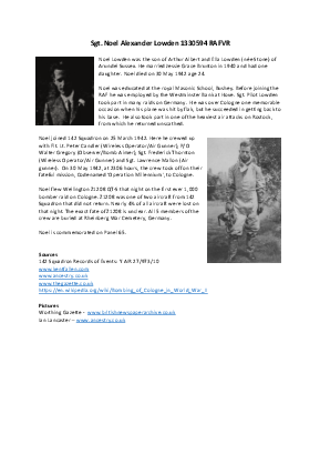 A preview of a PDF biography for Lowden, Noel Alexander